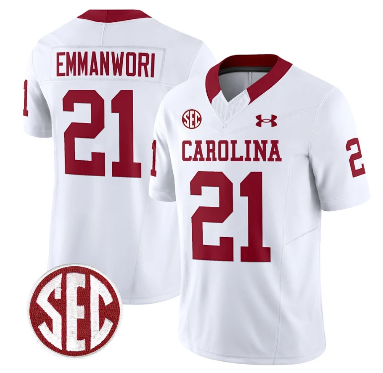 Nick Emmanwori Jersey #21 South Carolina Gamecocks Football 1980 Throwback Vapor Limited SEC Patch White by My Store