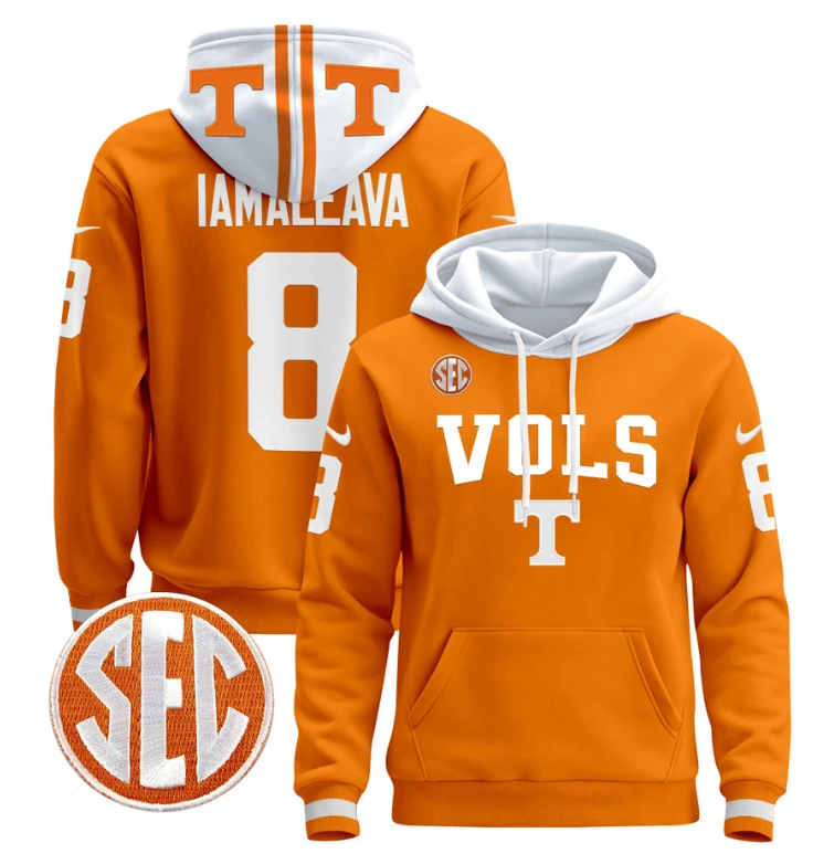 Nico Iamaleava Hoodie #8 Tennessee Vols 2024 Pullover V3 Stitched Black by Hoodie Pullover
