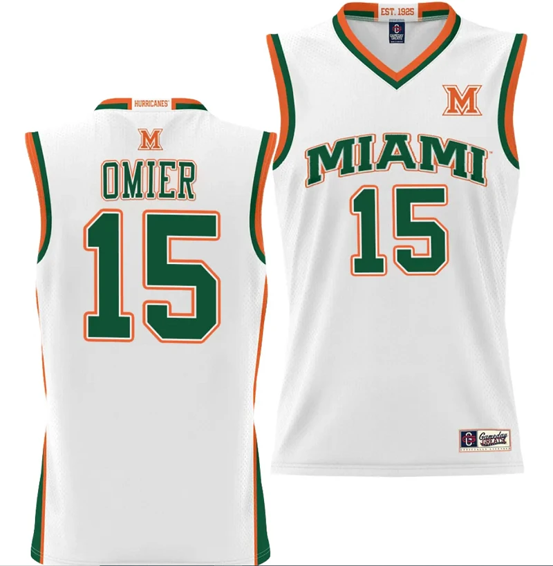 Norchad Omier Jersey #15 Miami Hurricanes NIL College Basketball Lightweight White by My store basketball