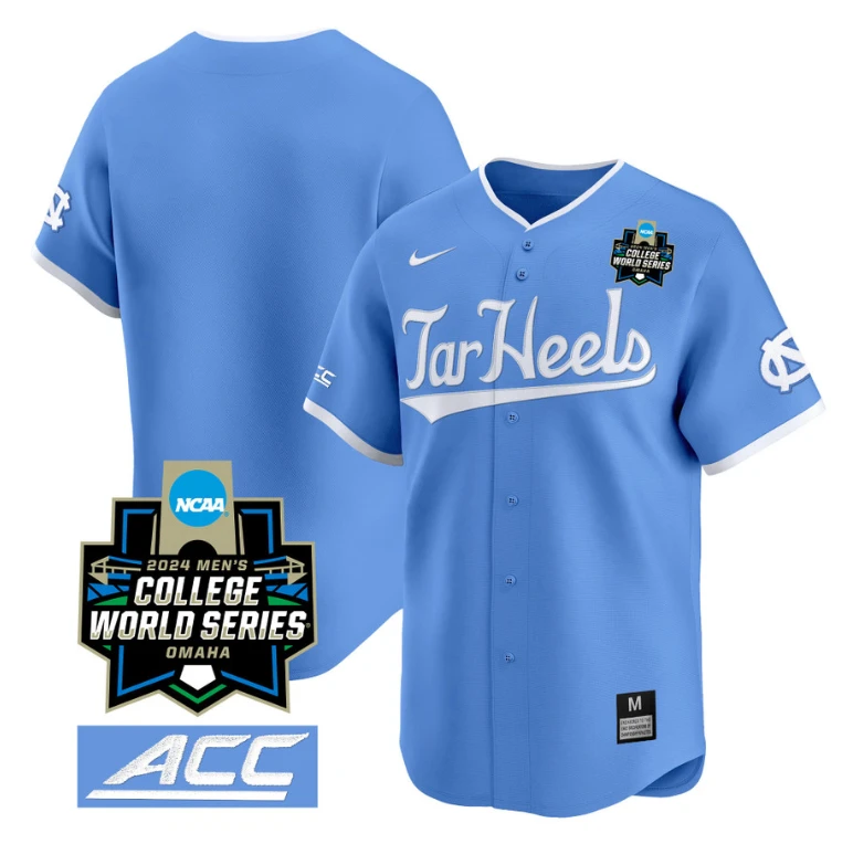 North Carolina Tar Heels Team Jersey 2024 College World Series Vapor Premier Limited NCAA Baseball Stitched Blue by My Store