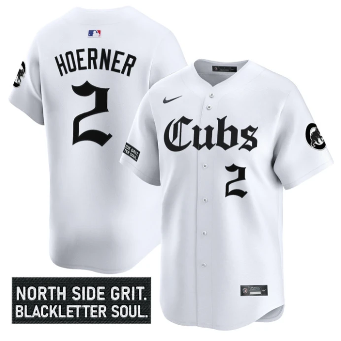 Nico Hoerner Jersey #2 Chicago Cubs Gothic North Side Edition Vapor Limited Stitched White by My Store