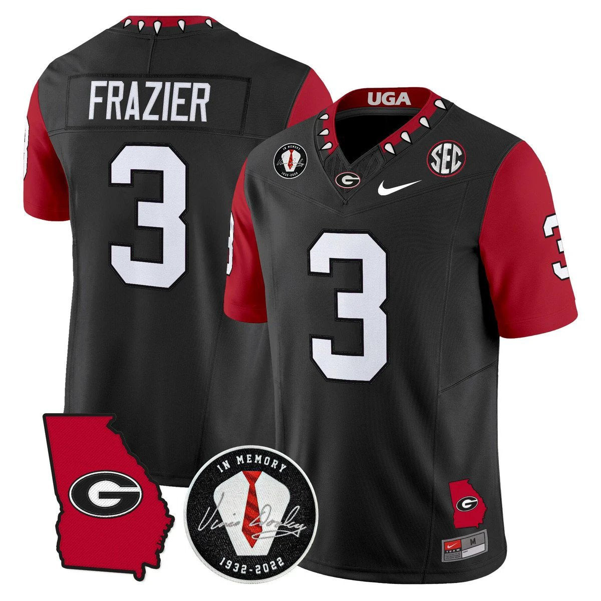 Nate Frazier Jersey #3 Georgia Bulldogs 2025 Vapor Limited Stitched Black by My Store NCAA Football Jerseys