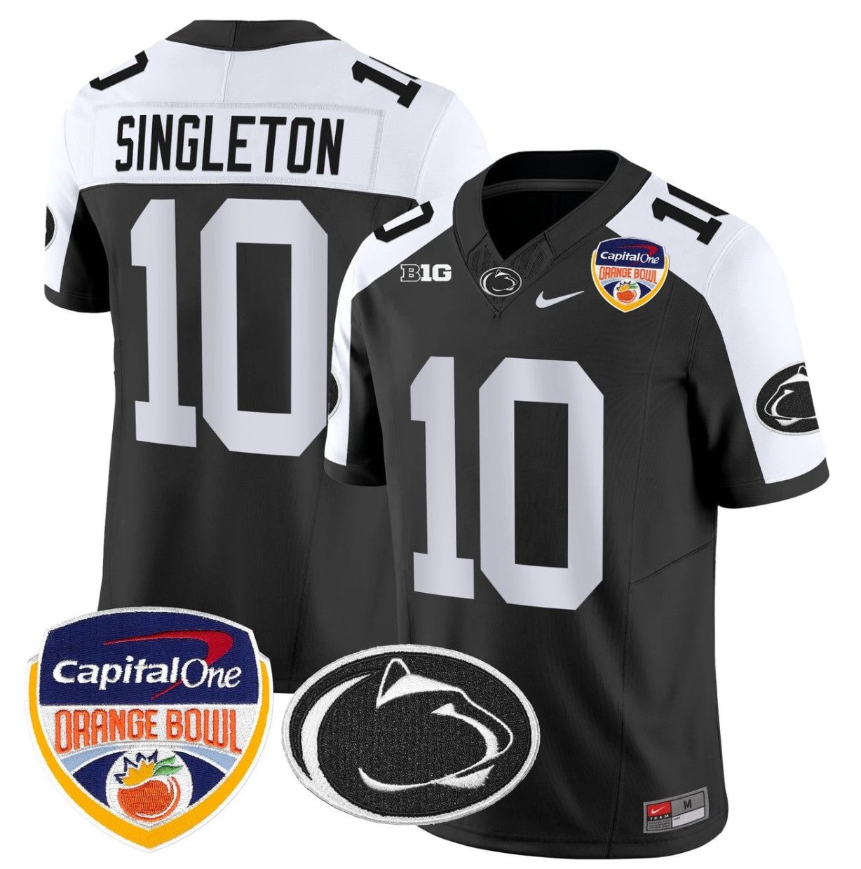 Nicholas Singleton Jersey #10 Penn State Orange Bowl Patch Black Alternate by NCAA Football Jersey