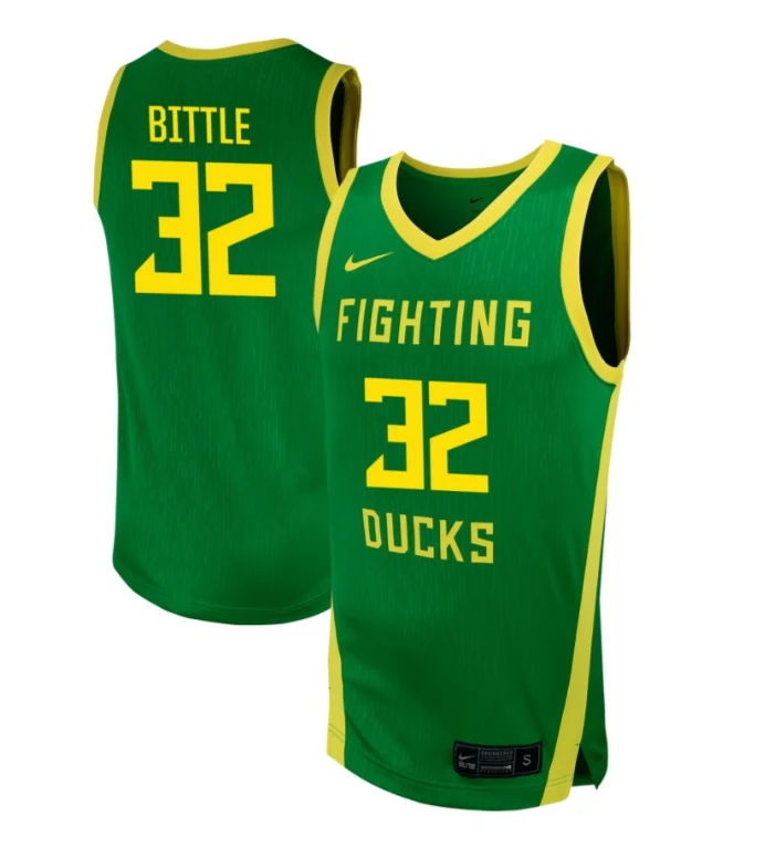 Nate Bittle Jersey #32 Oregon Ducks NIL Basketball Green by My store basketball