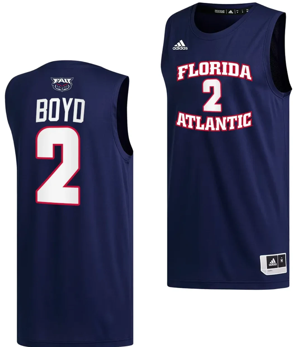 Nicholas Boyd Jersey #2 FAU Owls College Basketball Replica Navy by My store basketball