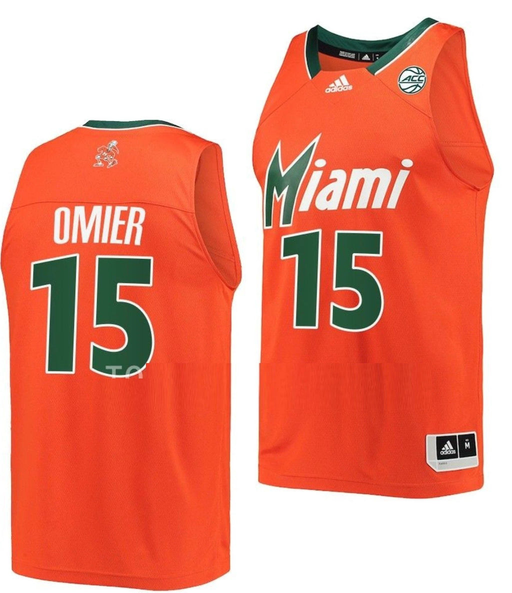 Norchad Omier Jersey Miami Hurricanes College Basketball Reverse Retro Orange #15 by My store basketball