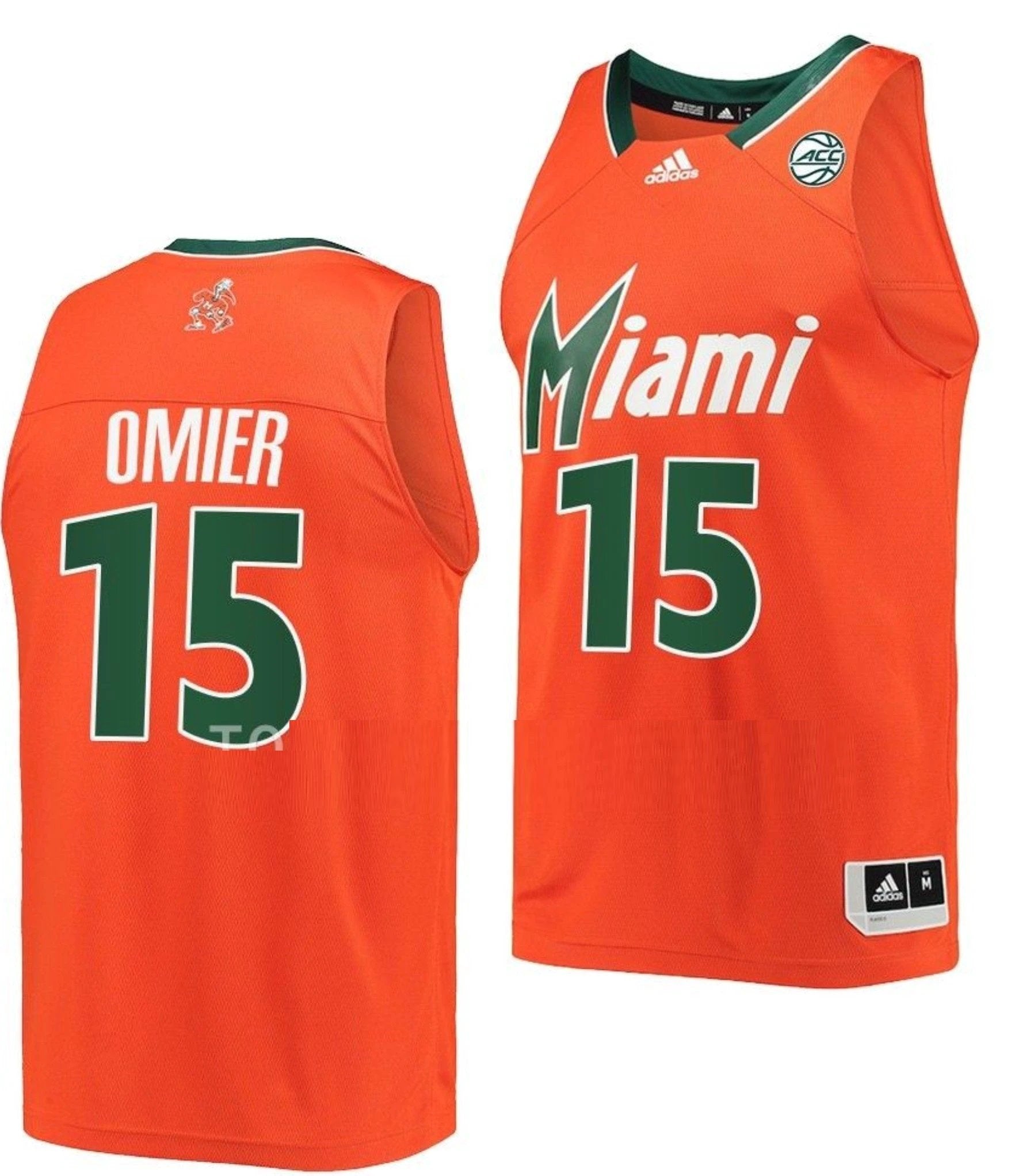 Norchad Omier Jersey Miami Hurricanes College Basketball Reverse Retro Orange #15 by My store basketball