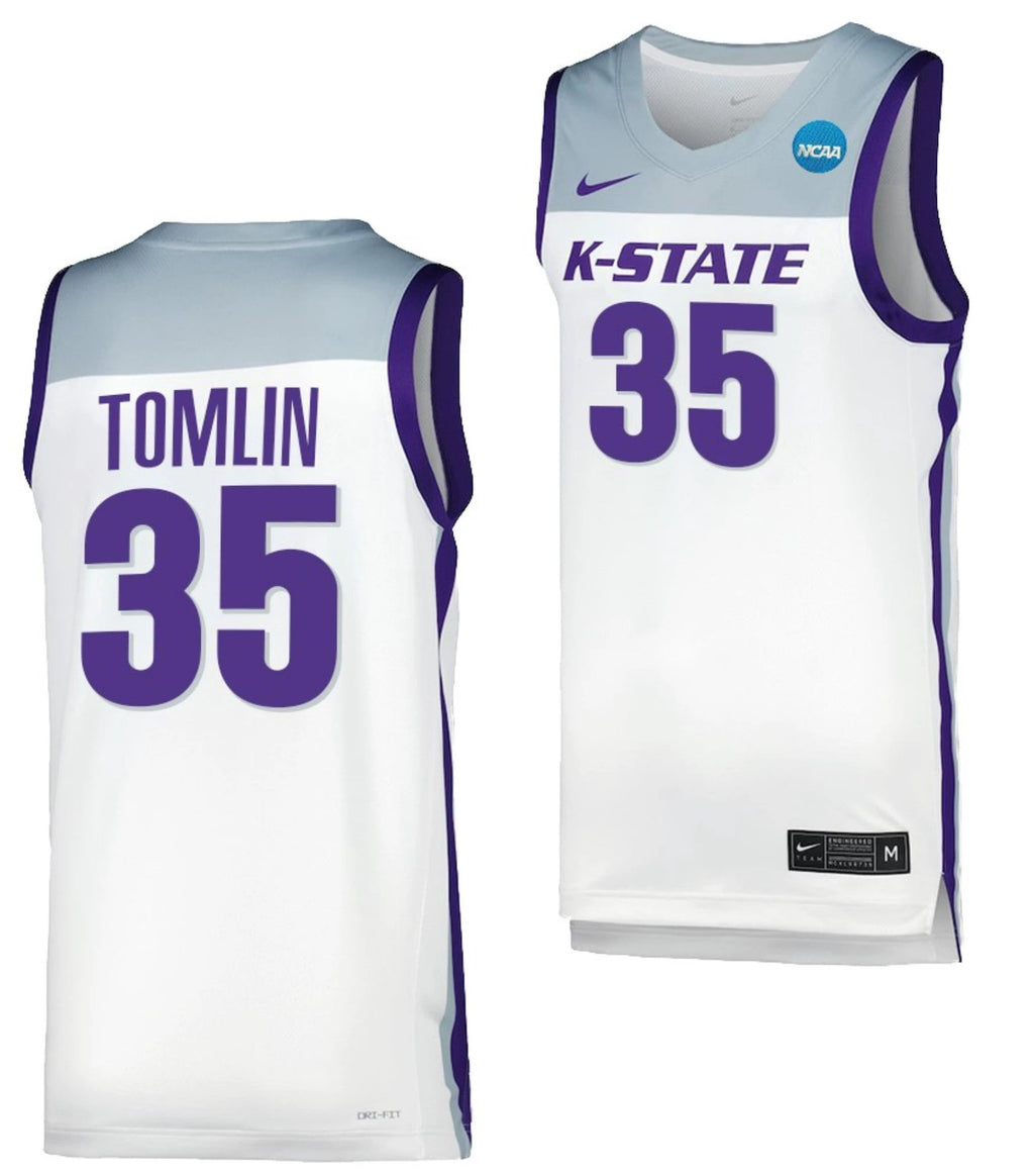 Nae'Qwan Tomlin Jersey Kansas State Wildcats College Basketball 2023 NCAA March Madness White #35 by My store basketball