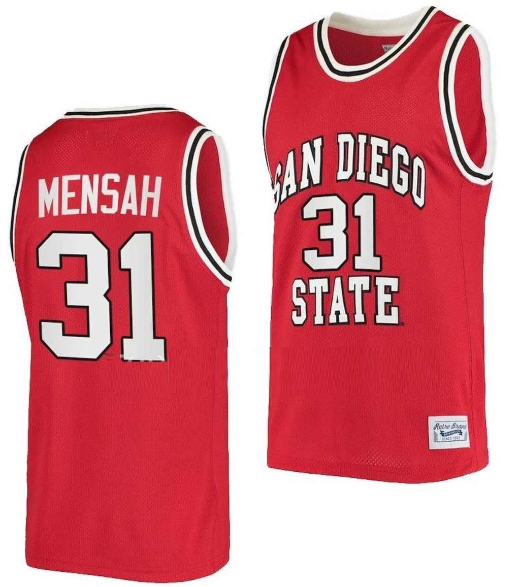 Nathan Mensah Jersey San Diego State Aztecs College Basketball Red Retro #31 by My store basketball