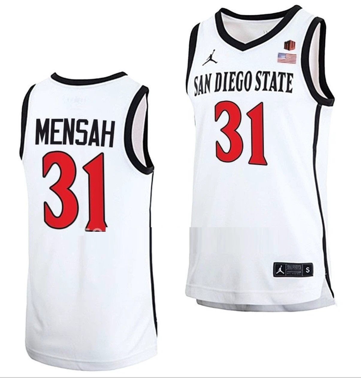 Nathan Mensah Jersey San Diego State Aztecs College Basketball Home White #31 by My store basketball
