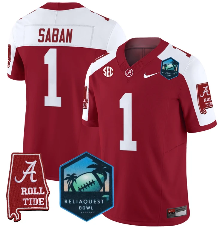 Nick Saban Jersey #1 Alabama Crimson Tide 2025 ReliaQuest Bowl Crimson Alternate by My Store
