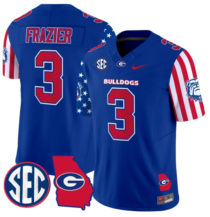 Nate Frazier Jersey #3 Georgia Bulldogs American Style Vapor Limited Football Stitched Royal (Copy) by My Store