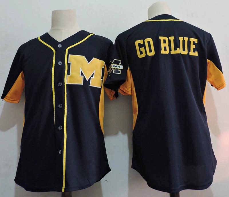 NCAA Michigan Wolverines Go Blue Movie Baseball Jersey Navy by My Store
