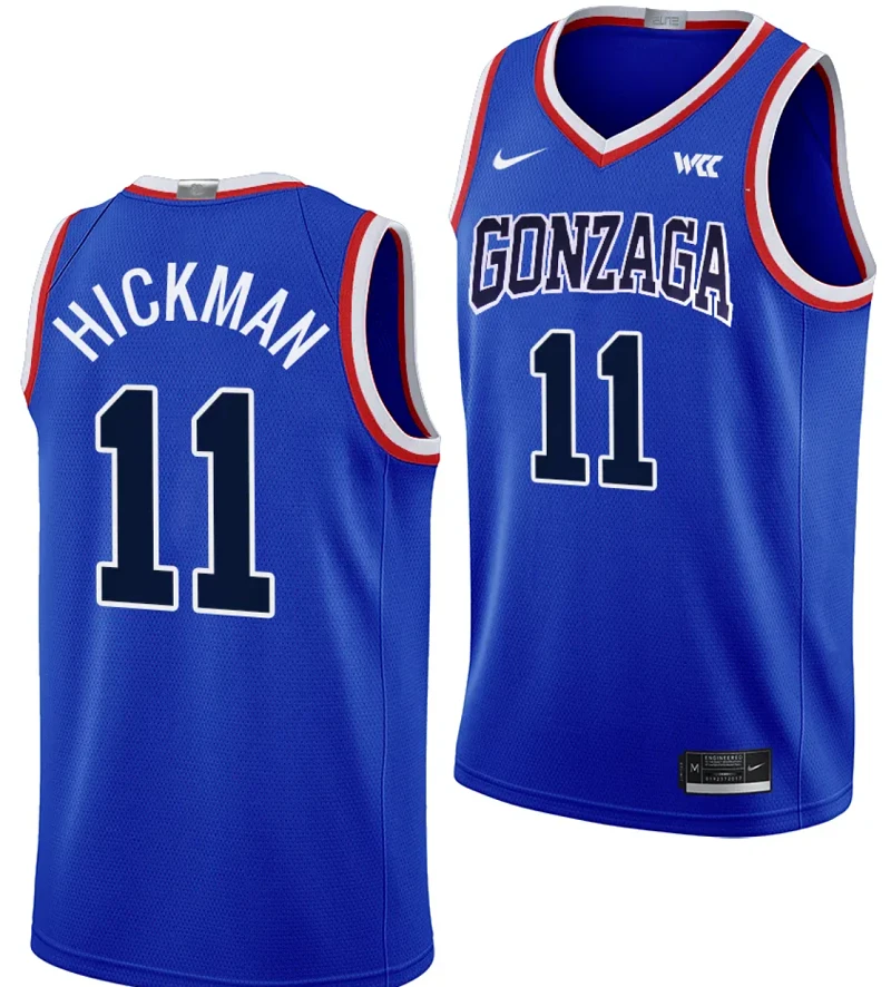 Nolan Hickman Jersey #11 Gonzaga Bulldogs Throwback Basketball uniform 2023-24 Blue by My store basketball