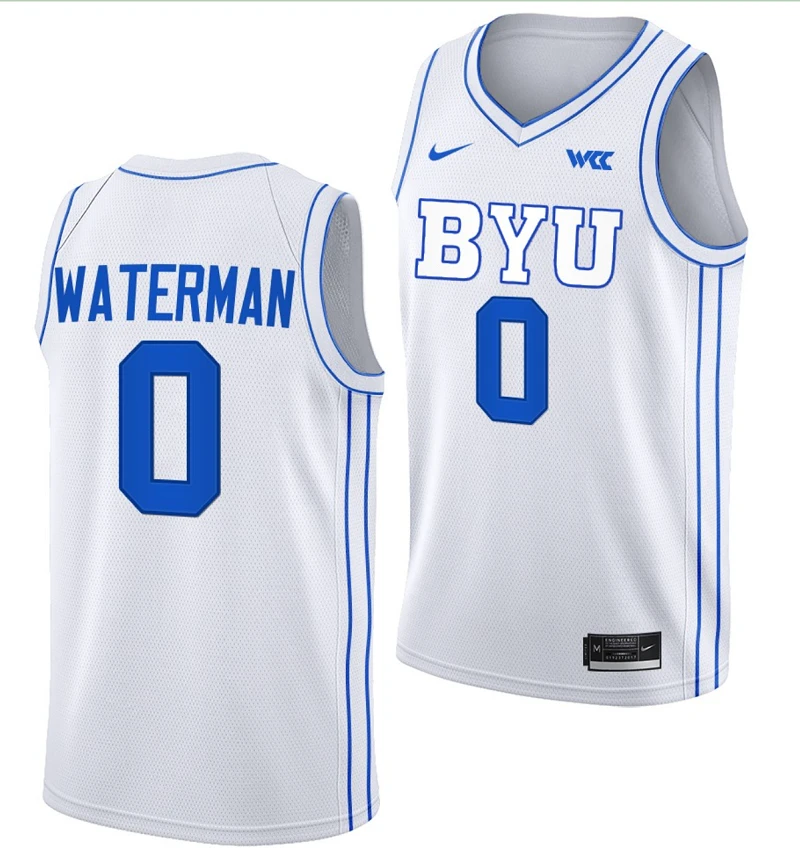 Noah Waterman Jersey #0 BYU Cougars College Basketball Jersey 2022-23 White by My store basketball