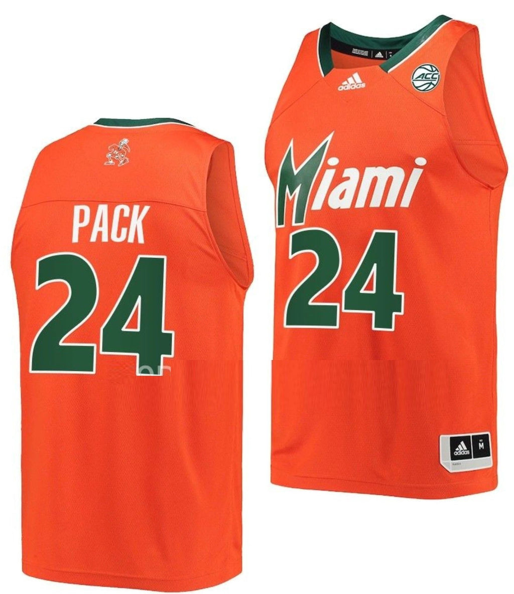 Nijel Pack Jersey Miami Hurricanes College Basketball Reverse Retro Orange #24 by My store basketball