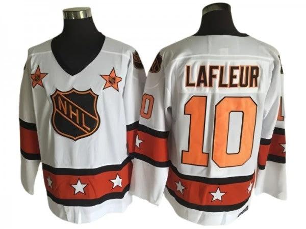 NHL 1973 All Star Game #10 Guy Lafleur Vintage CCM Jersey - White by Hockey David
