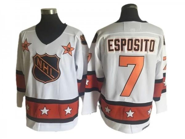 NHL 1973 All Star Game #7 Phil Esposito Vintage CCM Jersey - White by Hockey David