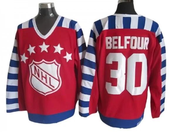 NHL 1992 All Star Game #30 Ed Belfour Vintage CCM Jersey - Red by Hockey David