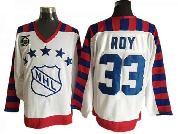 NHL 1992 All Star Game #33 Patrick Roy Vintage CCM Jersey - White by Hockey David