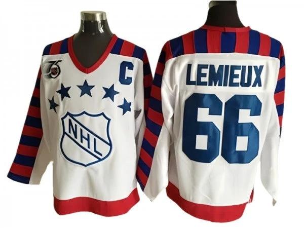 NHL 1992 All Star Game #66 Mario Lemieux Vintage CCM Jersey - White by Hockey David