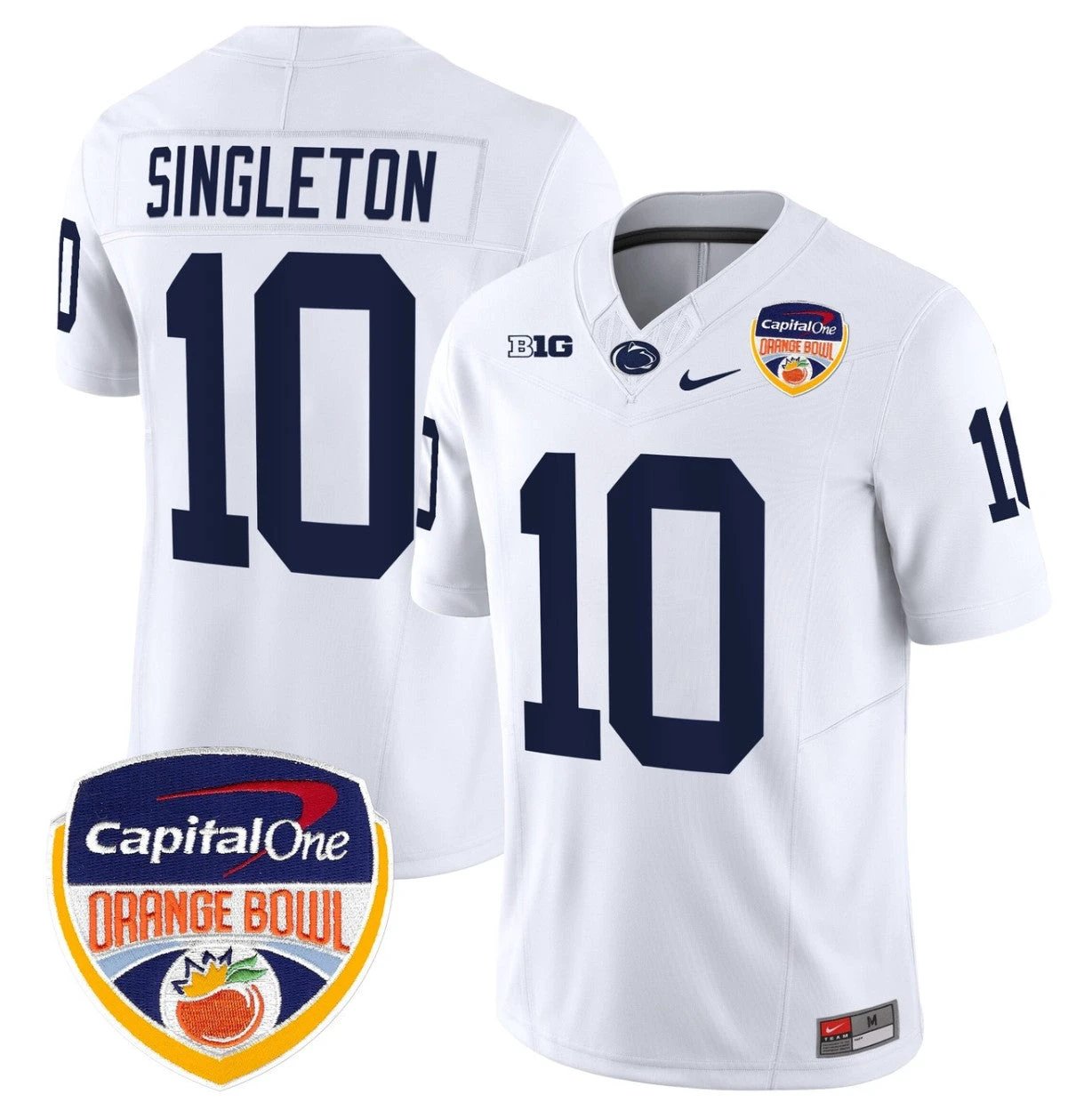 Nicholas Singleton Jersey #10 Penn State Orange Bowl Patch Stitched White by NCAA Football Jersey