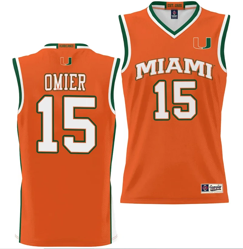 Norchad Omier Jersey #15 Miami Hurricanes NIL College Basketball Lightweight Orange by My store basketball
