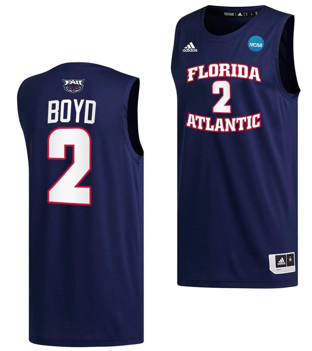 Nicholas Boyd Jersey FAU Owls College Basketball 2023 NCAA March Madness Navy #2 by My store basketball