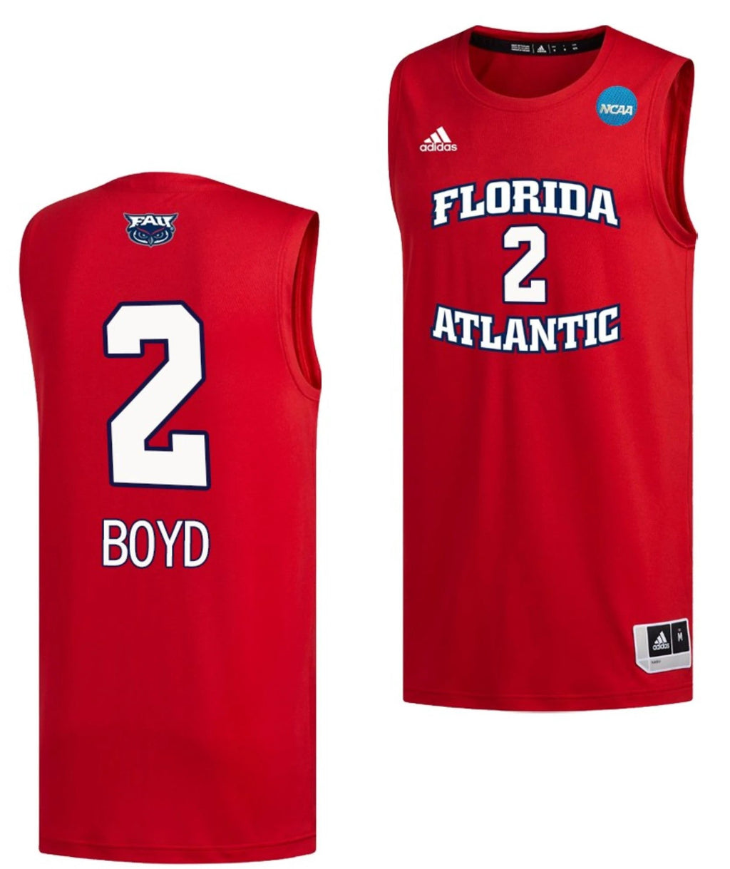 Nicholas Boyd Jersey FAU Owls College Basketball 2023 NCAA March Madness Red #2 by My store basketball