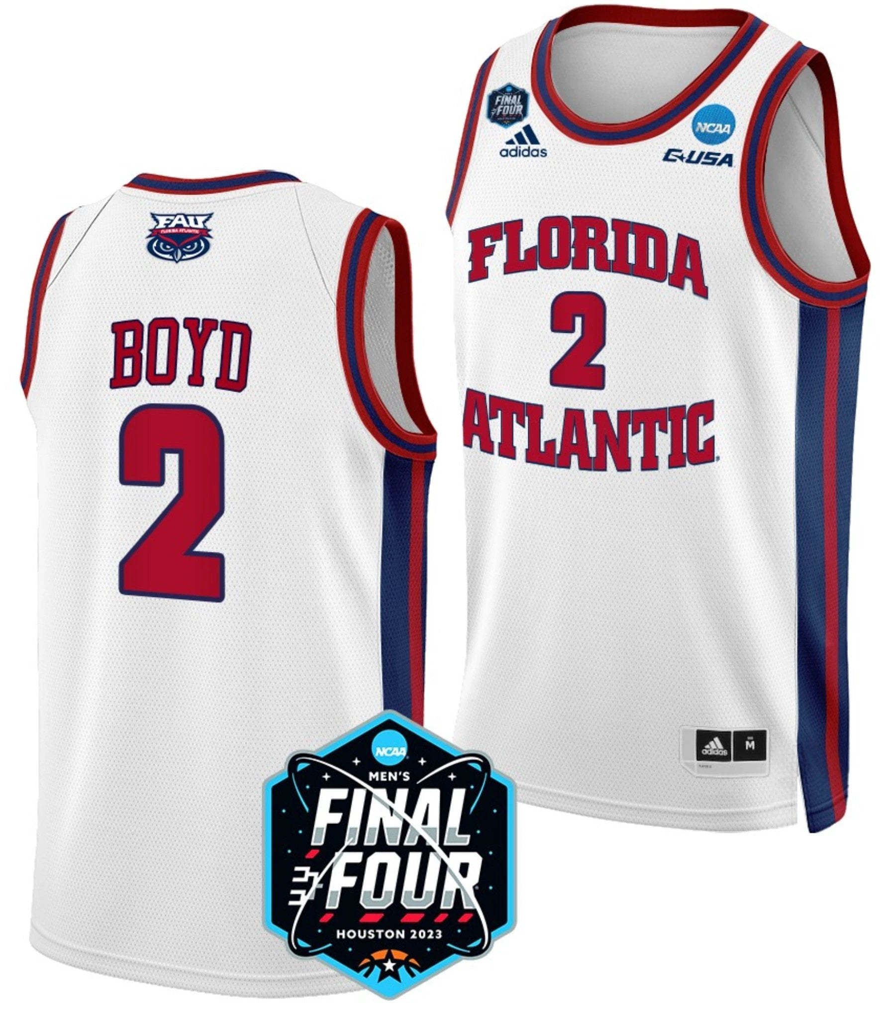 Nicholas Boyd Jersey FAU Owls College Basketball 2023 NCAA Final Four White #2 by My store basketball