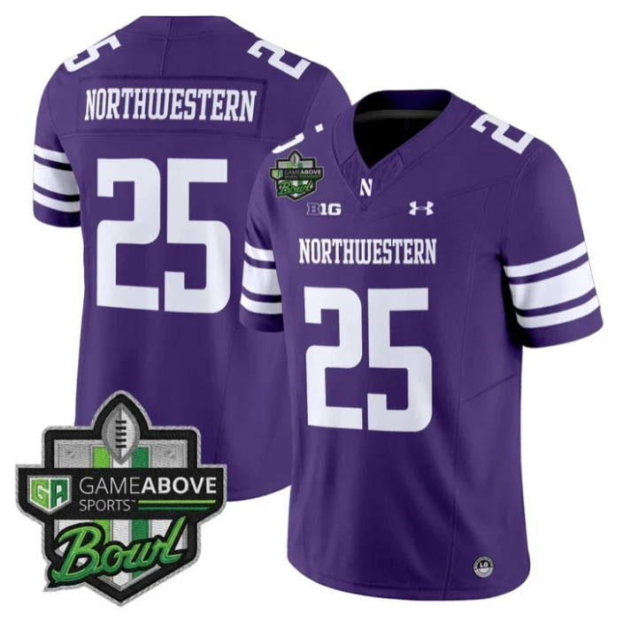 Northwestern Jersey #25 Northwestern Wildcats 2025 GameAbove Sports Bowl by My Store NCAA Football Jerseys