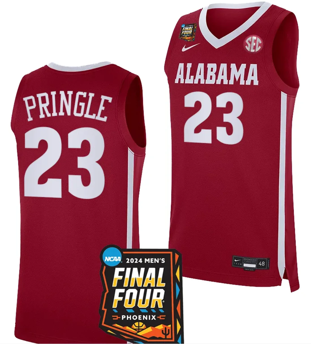 Nick Pringle Jersey #23 Alabama Crimson Tide 2024 NCAA March Madness Final Four Basketball Crimson by My store basketball