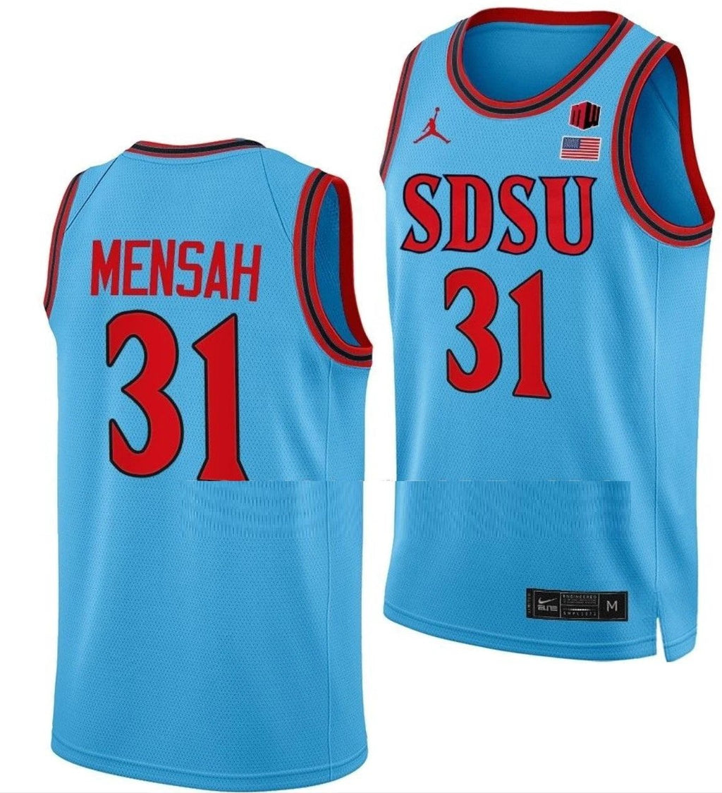 Nathan Mensah Jersey San Diego State Aztecs College Basketball Blue Alternate #31 by My store basketball