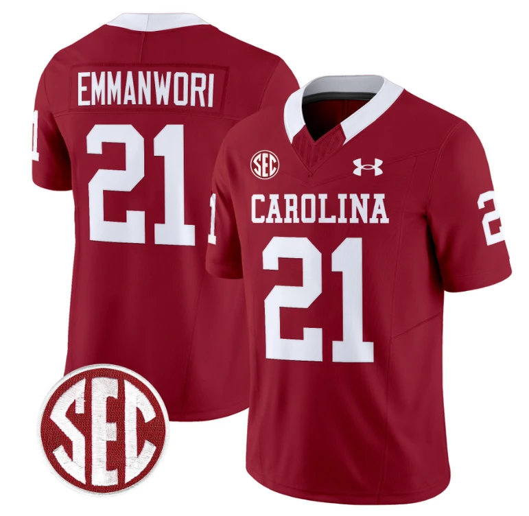 Nick Emmanwori Jersey #21 South Carolina Gamecocks Football 1980 Throwback Vapor Limited SEC Patch Garnet by My Store