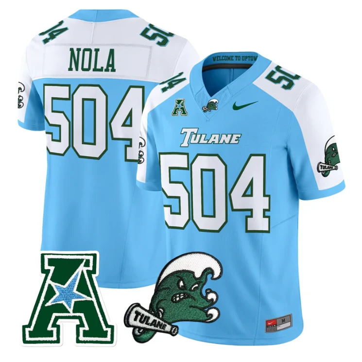 NOLA Jersey #504 Tulane Green Wave 2025 Vapor Limited Stitched by My Store NCAA Football Jerseys