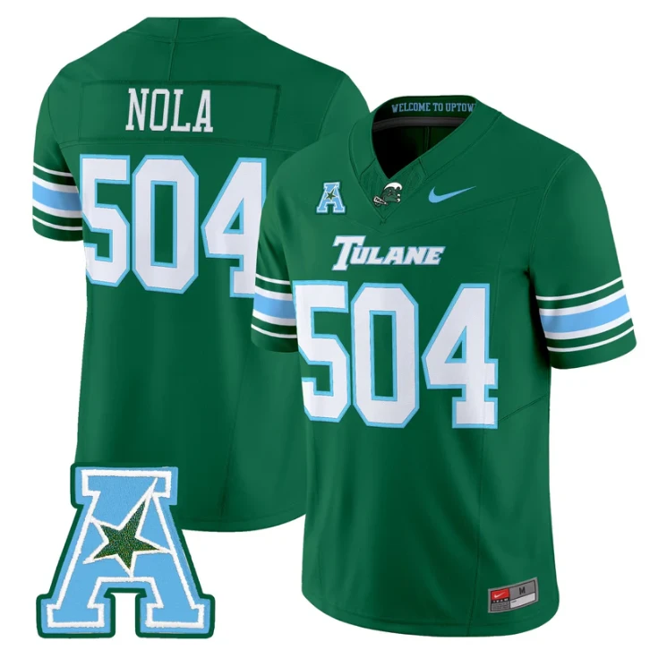 NOLA Jersey #504 Tulane Green Wave 2025 Vapor Limited Stitched by My Store NCAA Football Jerseys
