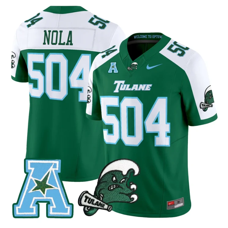 NOLA Jersey #504 Tulane Green Wave 2025 Vapor Limited Stitched by My Store NCAA Football Jerseys
