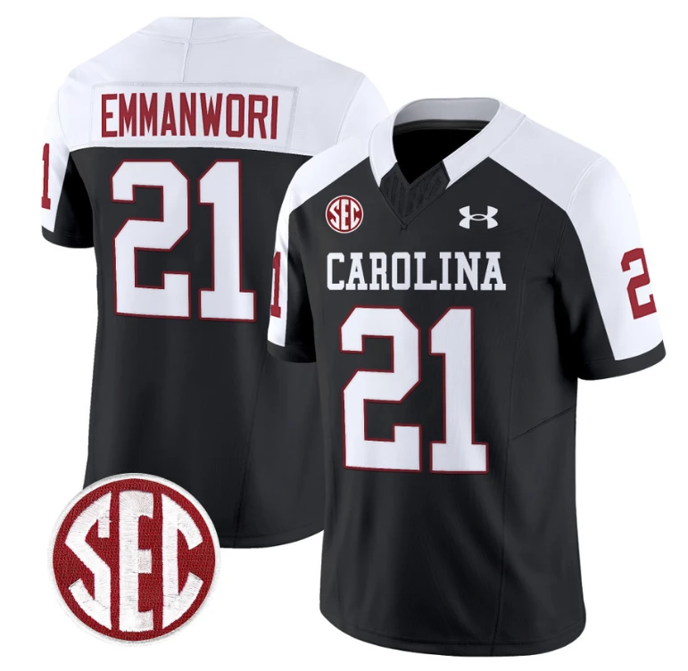 Nick Emmanwori Jersey #21 South Carolina Gamecocks Football 1980 Throwback Vapor Limited SEC Patch Black Alternate by My Store