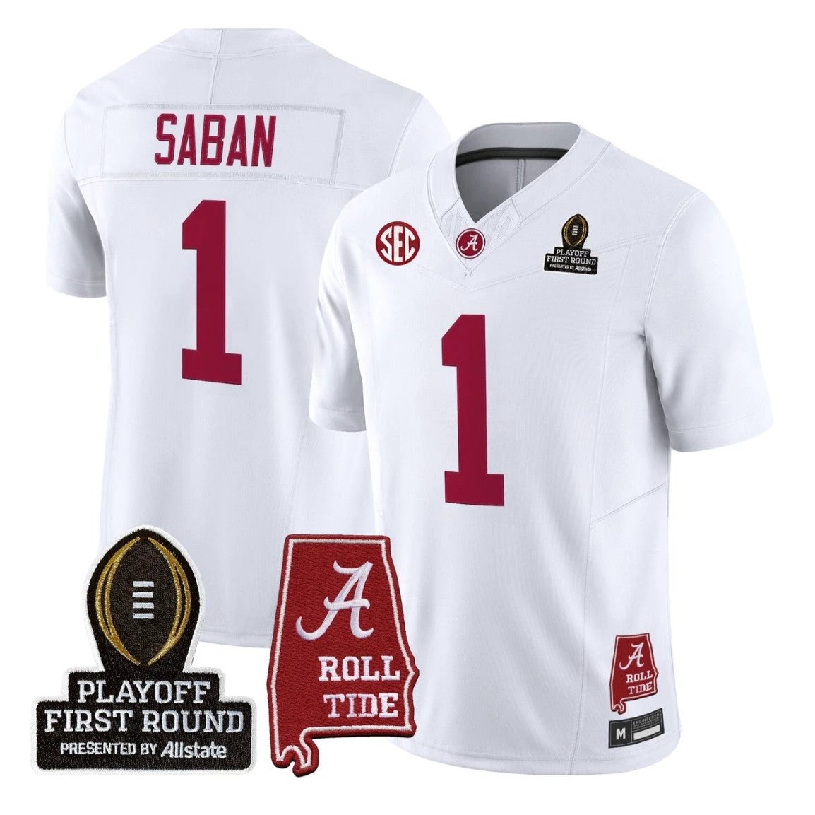 Nick Saban Jersey #1 Alabama Crimson 2025 Playoff First Round Stitched by My Store NCAA Football Jerseys