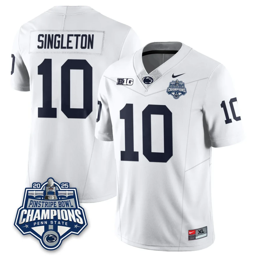 Nick Singleton Jersey #10 Penn State 2025 Pinstripe Bowl Champions by My Store NCAA Football Jerseys