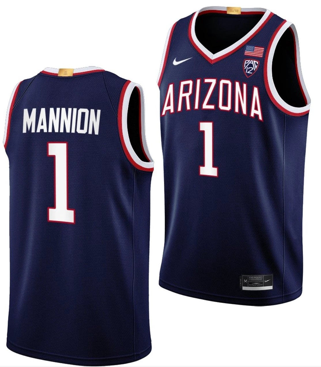 Nico Mannion Jersey Arizona Wildcats College Basketball Navy #1 by My store basketball