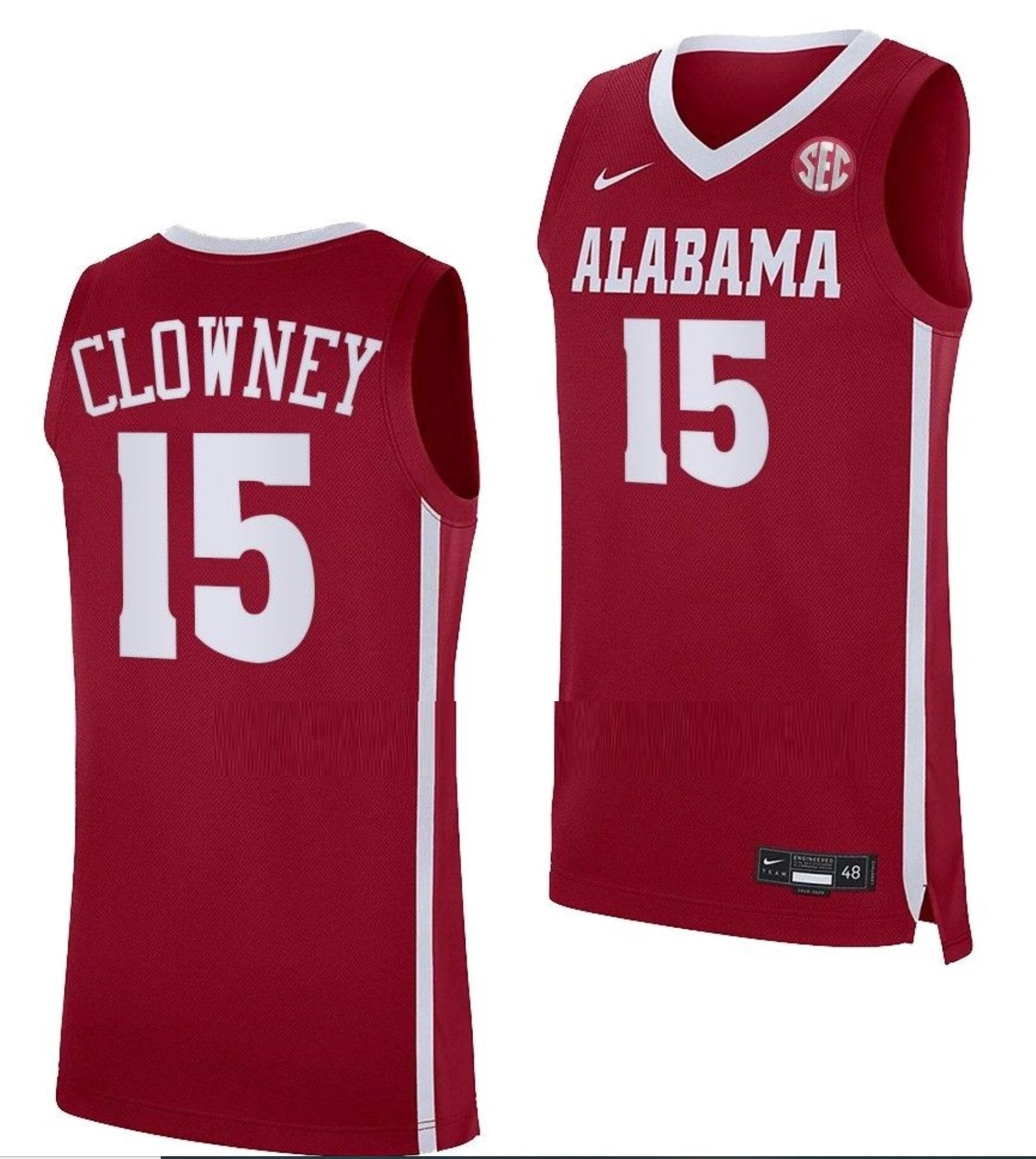 Noah Clowney Jersey Alabama Crimson Tide College Basketball Crimson #15 by My store basketball