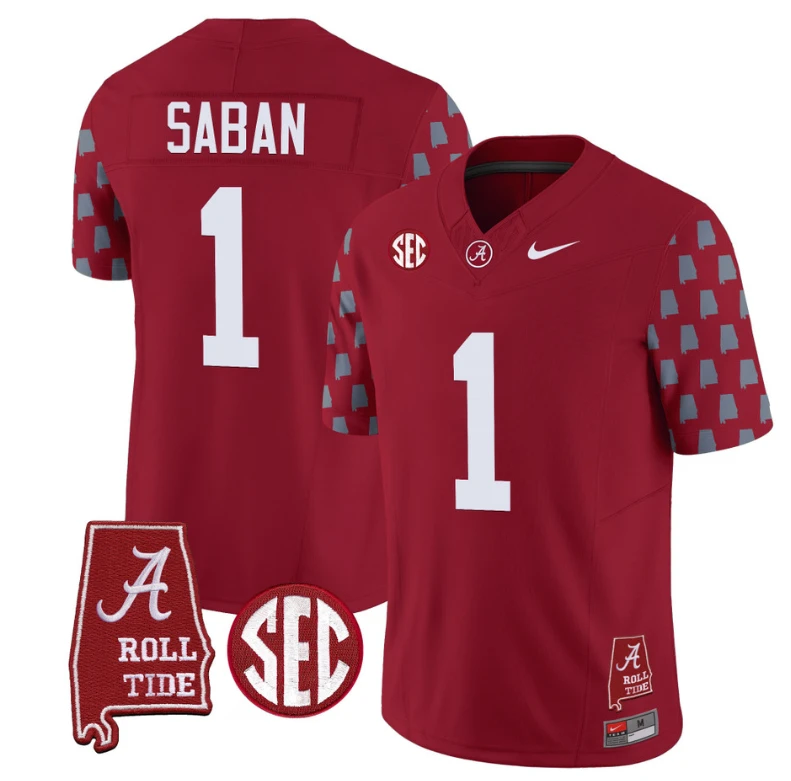 Nick Saban Jersey #1 Alabama Crimson Tide Vapor College Football Limited Stitched Crimson by My Store