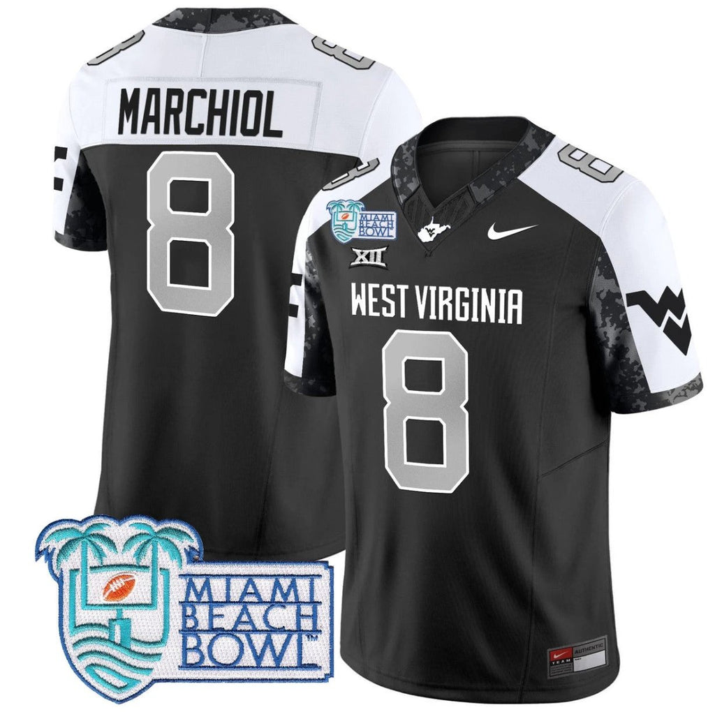 Nicco Marchiol Jersey #8 West Virginia Mountaineers 2025 Miami Beach Bowl Alternate by My Store