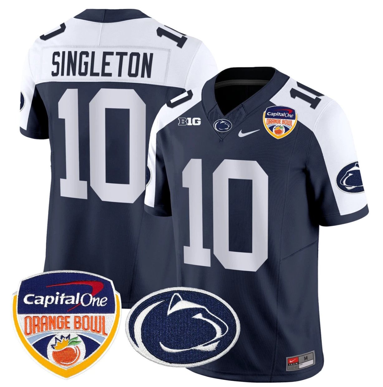 Nicholas Singleton Jersey #10 Penn State Orange Bowl Patch Navy Alternate by NCAA Football Jersey