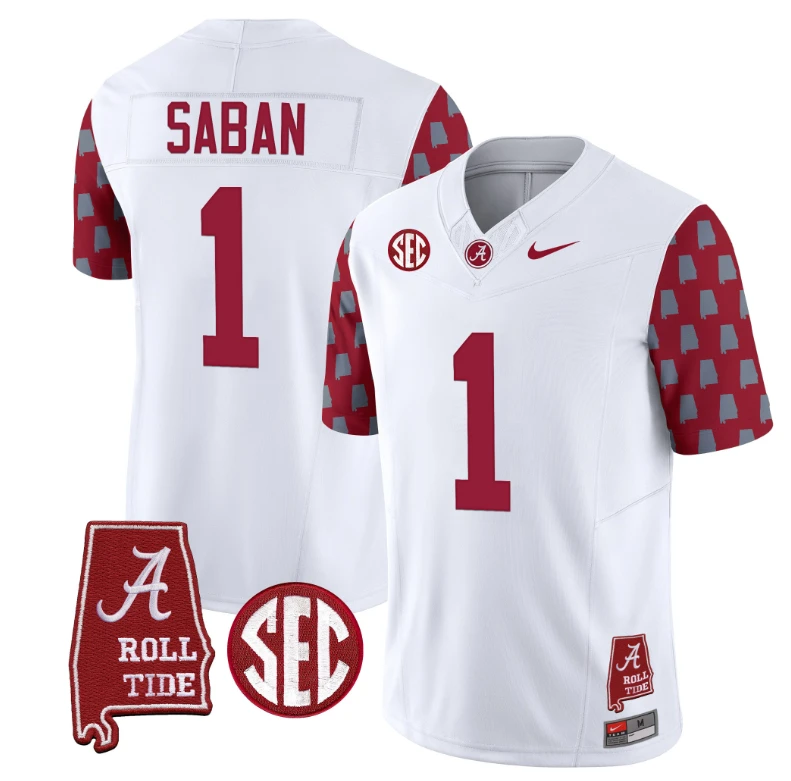 Nick Saban Jersey #1 Alabama Crimson Tide Vapor College Football Limited Stitched Crimson Sleeves by My Store