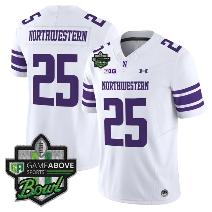 Northwestern Jersey #25 Northwestern Wildcats 2025 GameAbove Sports Bowl by My Store NCAA Football Jerseys