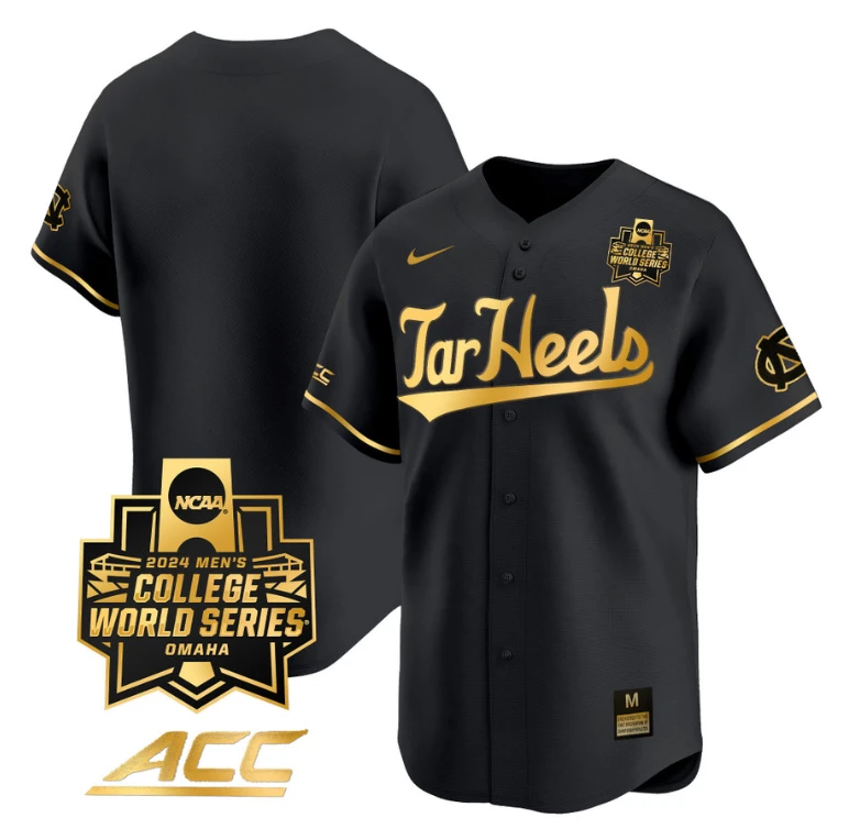 North Carolina Tar Heels Team Jersey 2024 College World Series Vapor Premier Limited NCAA Baseball Stitched Black Gold by My Store