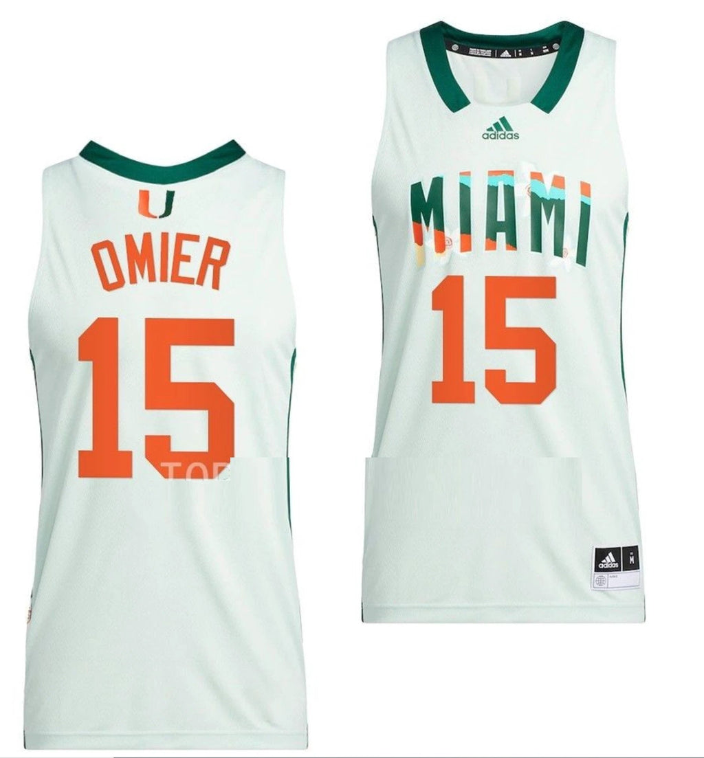 Norchad Omier Jersey Miami Hurricanes College BasketballHonoring Black Excellence White #15 by My store basketball