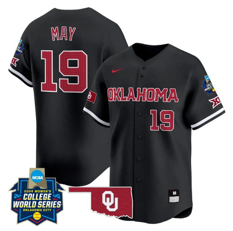 Nicole May Jersey #19 Oklahoma Sooners 2024 College World Series Patch Vapor Premier Limited NCAA Baseball Stitched Black by My Store